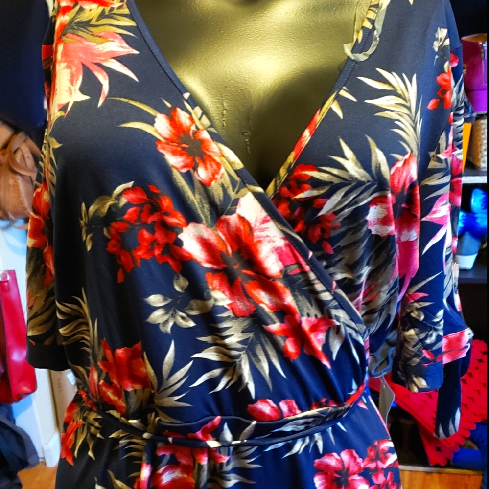 Brand New Misia Navy Flower Wrap Dress Size 3x